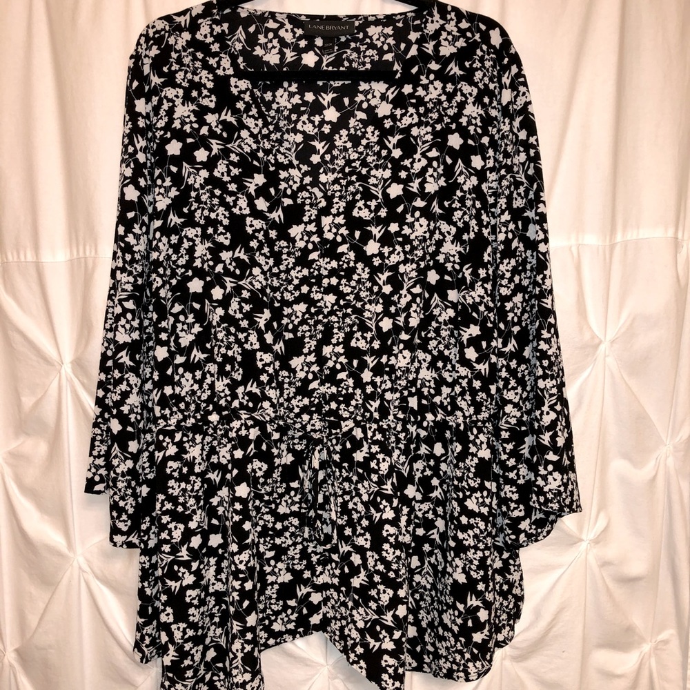 Lane Bryant Plus Size Tie Waist Peasant Blouse